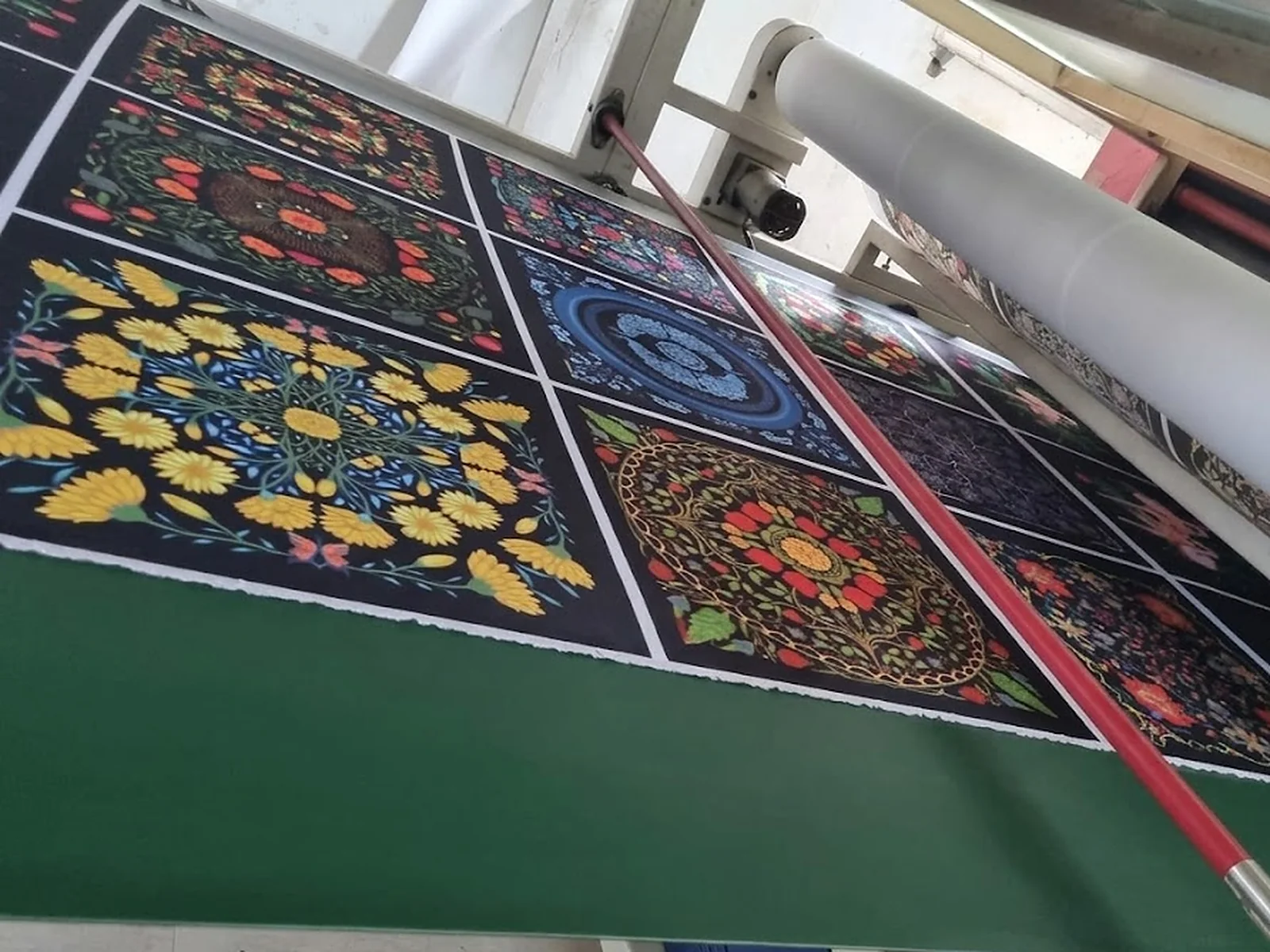 Engineered scarf panels printing on our Japanese digital textile printer