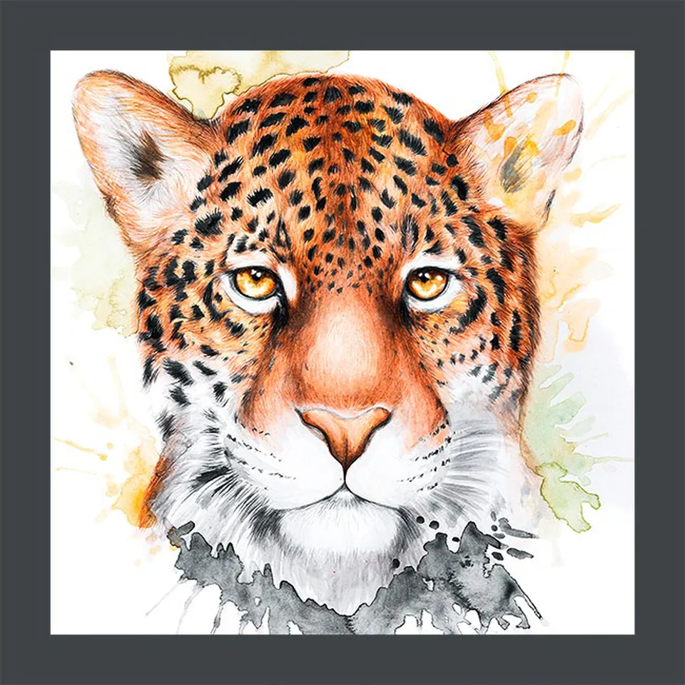 Leopard face watercolour print