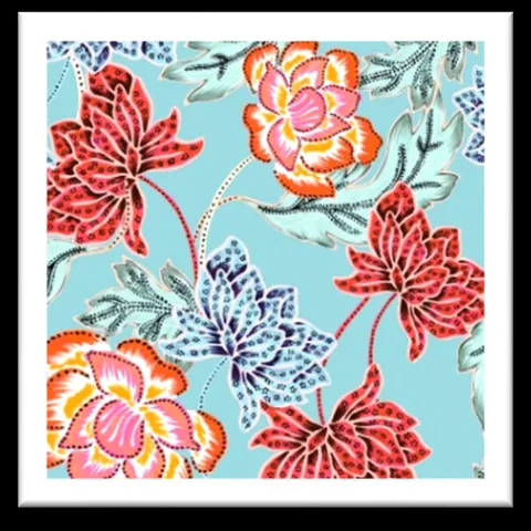 Floral print on aqua