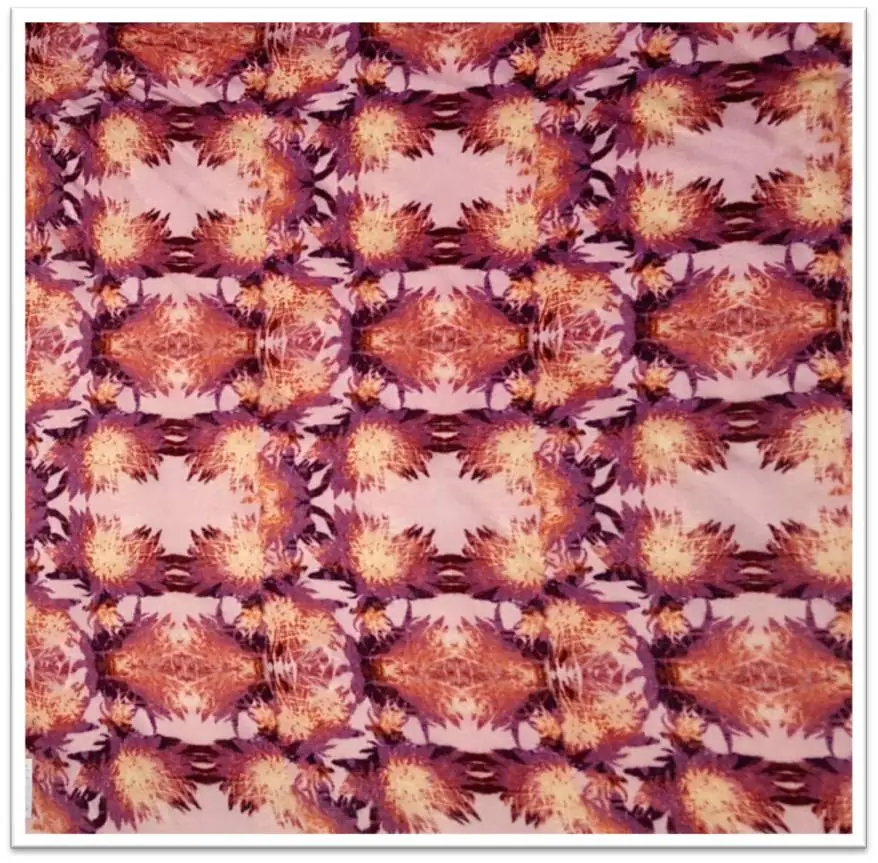 Bright kaleidoscope print on polyester fabric