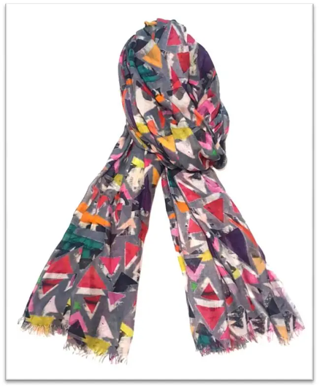 Geometric printed scarf in many colours